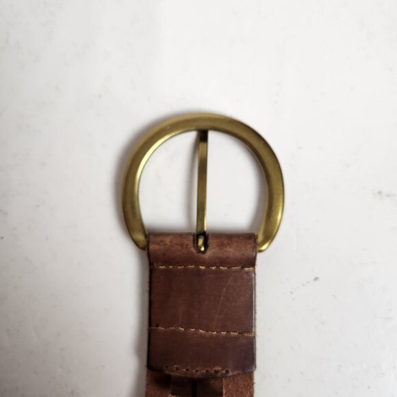 Lucky Brand Sun Flower Floral Leather Belt Lazer Cut Brown Large - Picture 5 of 9